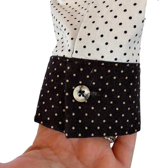 VTG Polka Dot Colorblock Button Up Shirt Womens SZ M/L Western Cowgirl Contrast - Picture 3 of 10